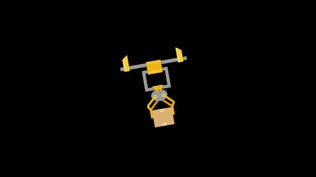 Industry packaging icon animation on an alpha channel background