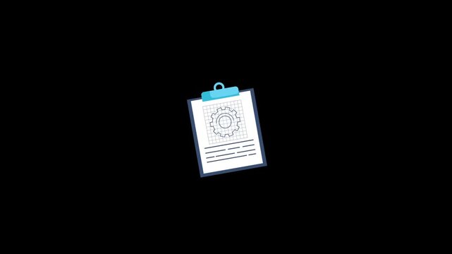 Outline blueprint icon animation on an alpha channel background