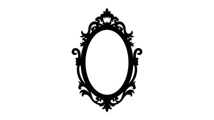Ornate Oval Mirror Frame: An exquisitely detailed, black, ornate oval mirror frame stands as a testament to classic design, ready to hold a reflection of timeless beauty. © mahmuda428