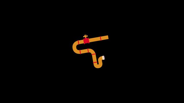 Pipe line flow icon animation on an alpha channel background