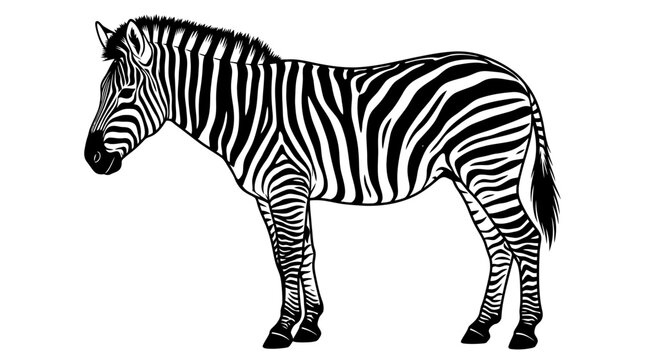 Black and white zebra standing still.