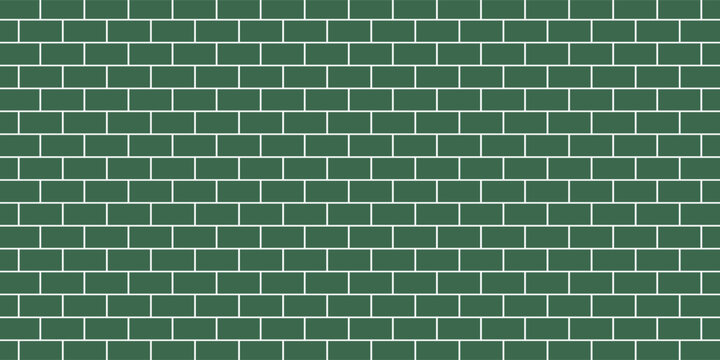 Wide green subway tile wall, with a classic horizontal brick pattern texture
