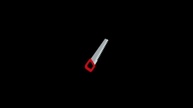 Saw tools icon animation on a black background