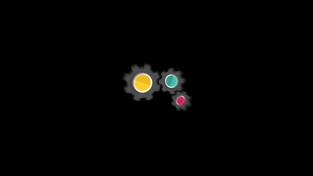 Settings gear icon animation isolated on an alpha channel background 