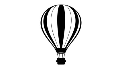 Hot Air Balloon Silhouette: A bold, graphic illustration of a hot air balloon with alternating black and white stripes, featuring a basket and clearly defined outline, against a plain background. © mahmuda428