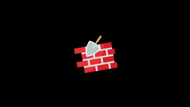 Brick wall icon animation isolated on an alpha channel background 