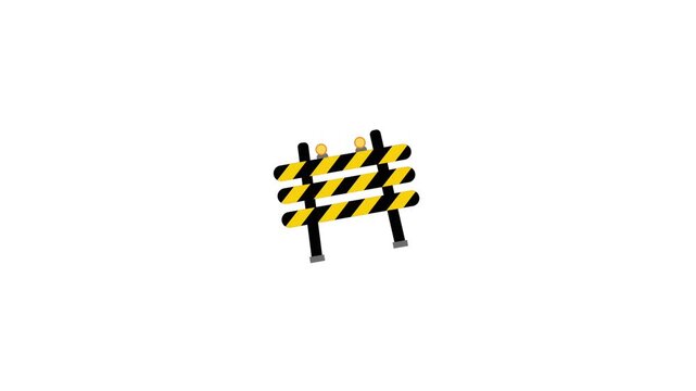 Under construction warning icon animation isolated on an alpha channel background 