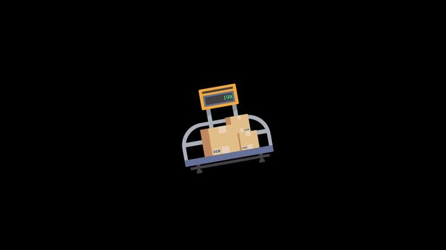 Weight scale measurement icon animation isolated on an alpha channel background 