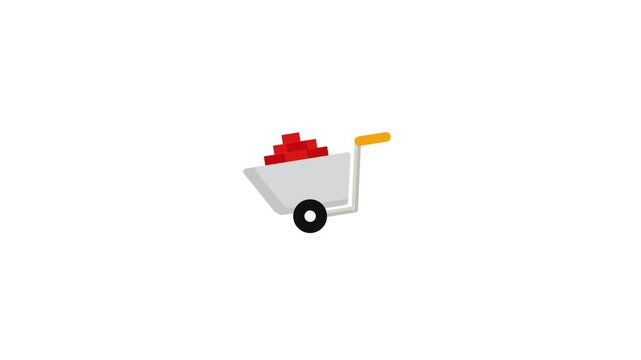 Wheelbarrow icon animation isolated on an alpha channel background 