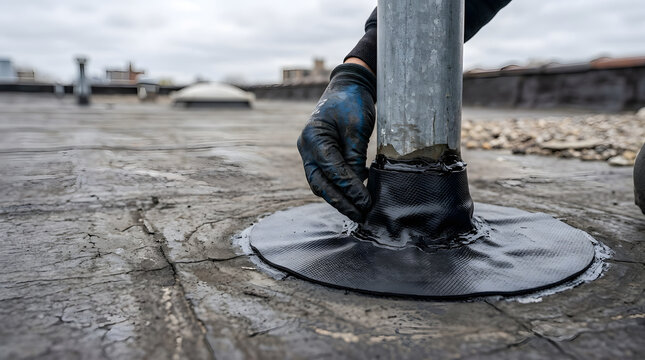flat roof repair techniques | commercial roofing maintenance | waterproof pipe flashing installation | industrial roof leak prevention