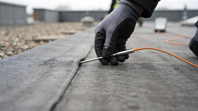 flat roof leak detection services | electronic moisture probe inspection | professional commercial roofing maintenance | bitumen membrane integrity testing