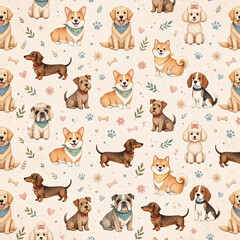 Fototapeta premium seamless pattern with dogs