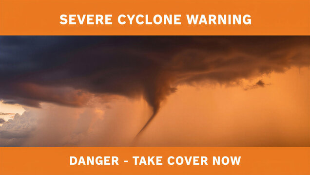 Severe cyclone warning with dark clouds and funnel cloud formation in the sky transparent background