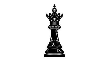 Majestic Black King Chess Piece: A regal black king chess piece, adorned with a detailed crown, stands as a symbol of power, strategy, and royalty on a stark white background. © Murshida