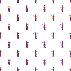 Naklejka premium Fantasy sorceress character in a purple dress performing magic on a white background