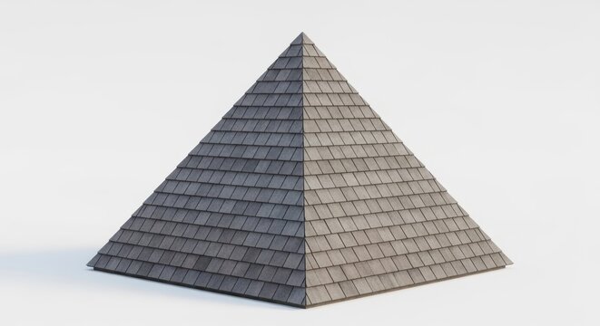 3d gray stone pyramid on white background