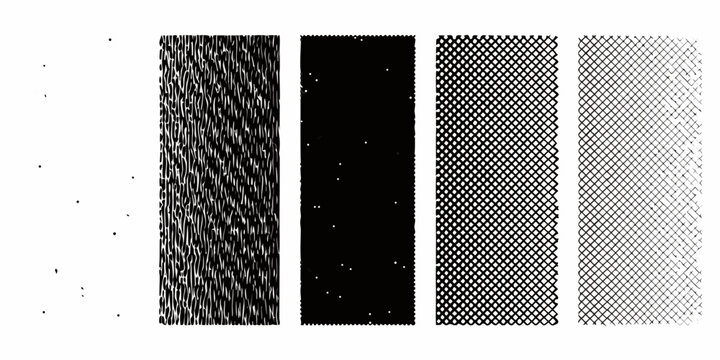 Noise Grain Textures Five Rectangular Patterns On White Background