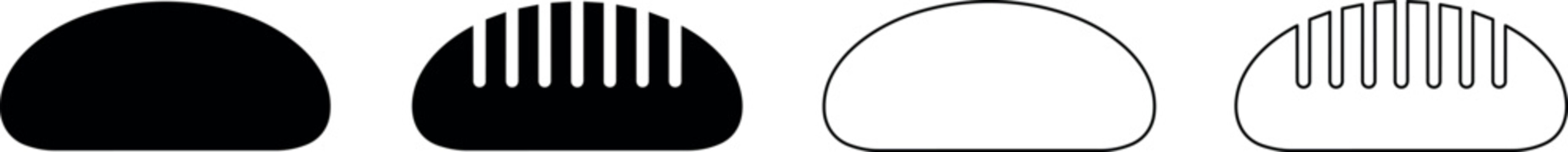 Set of bread loaf icons in solid and outline styles