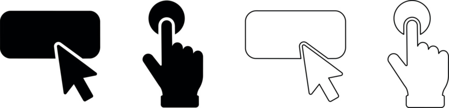 Cursor clicking on a button and finger pressing a touch screen element