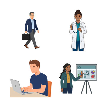 Diverse Professionals Engaging in Daily Workplace Activities and Corporate Business Tasks