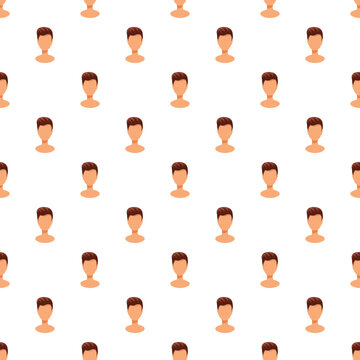 Faceless male user avatars forming a seamless pattern on a white background