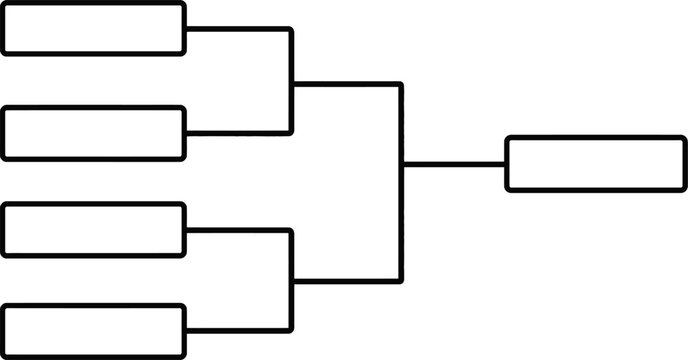 Black and white bracket tournament chart for four teams