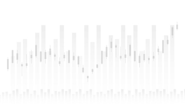 Financial stock market graph with candlestick chart and volume bars
