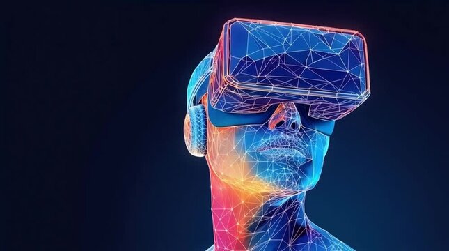 a virtual reality experience, showcasing a low poly wireframe vector banner., created with generative ai