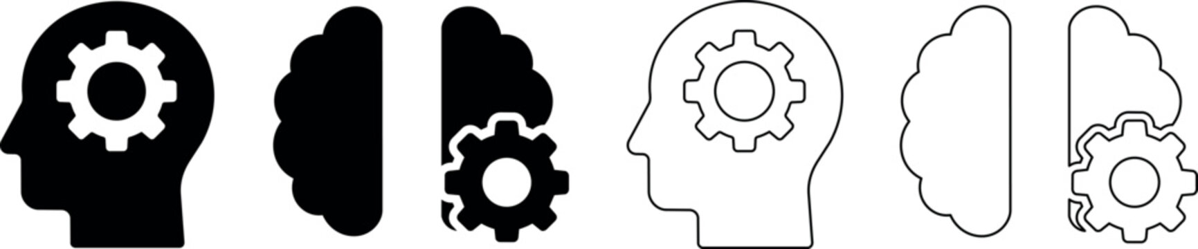 Conceptual representation of artificial intelligence and human intellect with gears