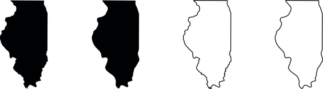 Illinois state outline in solid black and white line art
