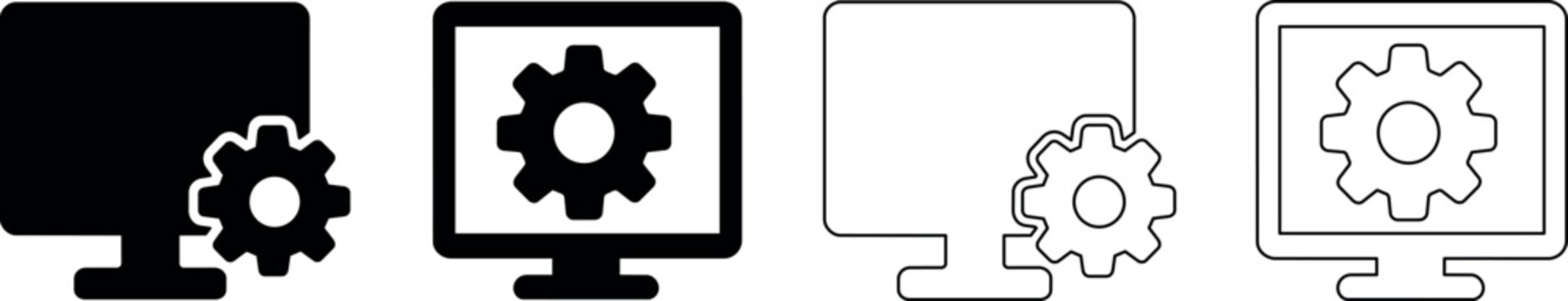 Computer monitor with gear icon representing settings or configuration