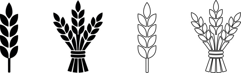 Obraz premium Stylized wheat illustrations in various designs and colors