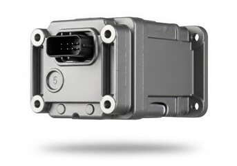 Fototapeta premium Close-up of car electronic control module isolated on white background