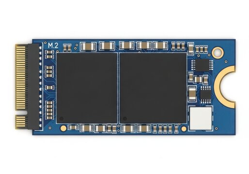 M.2 nvme ssd drive on circuit board isolated on white background
