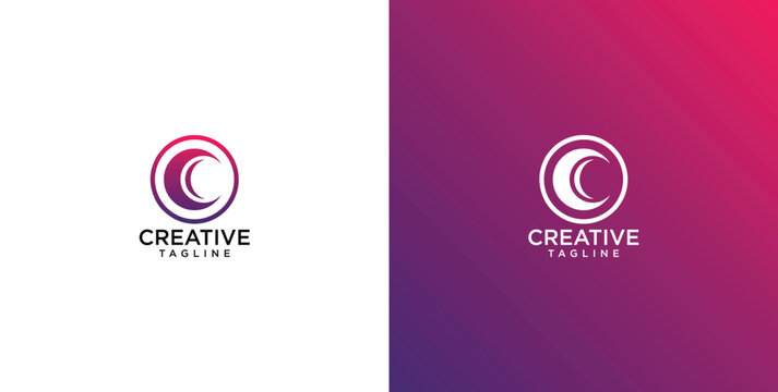Minimalist circular logo design with creative tagline and gradient background showcasing modern brand identity elements