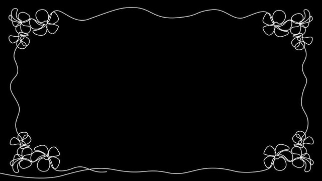 Minimalist Elegant One Line drawing Floral Border Animation in Black