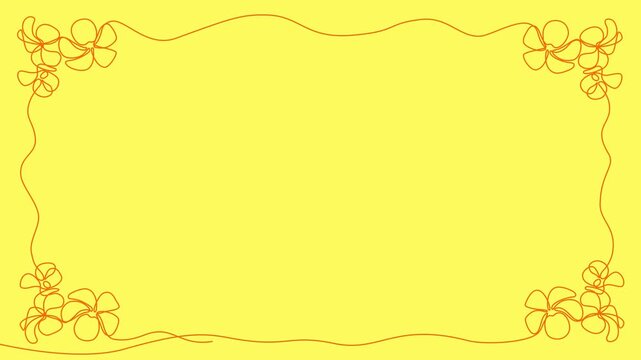 Minimalist Elegant One Line drawing Floral Border Animation in Yellow