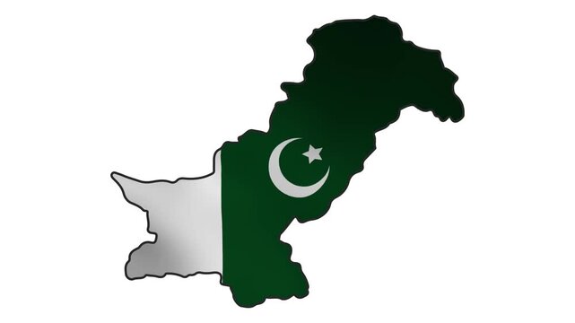 map of Pakistan with waving flag animation video transition 