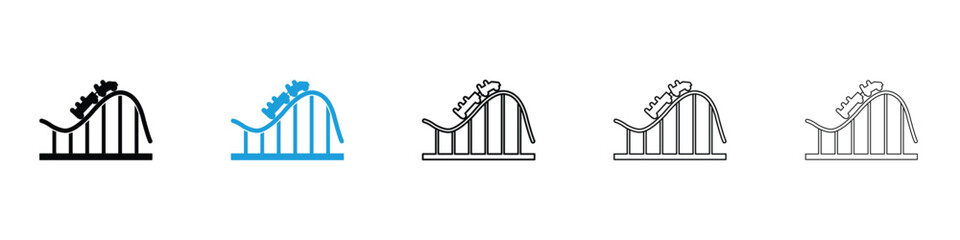 Roller coaster icons vector illustrations in black and blue colors for web and ui designs © naba