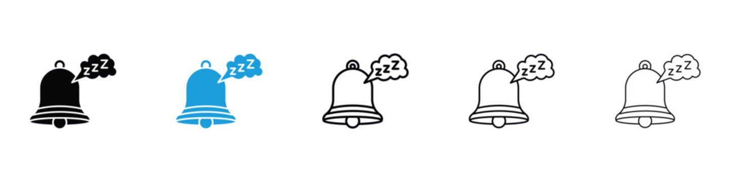 Snooze icons vector illustrations in black and blue colors for web and ui designs