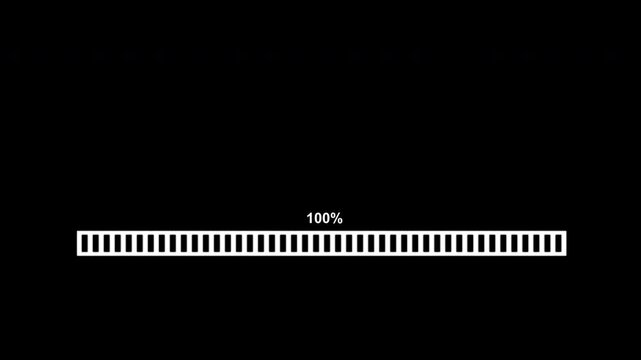 retro pixel loading screen increasing percentage on black background,alpha chanel,4K
