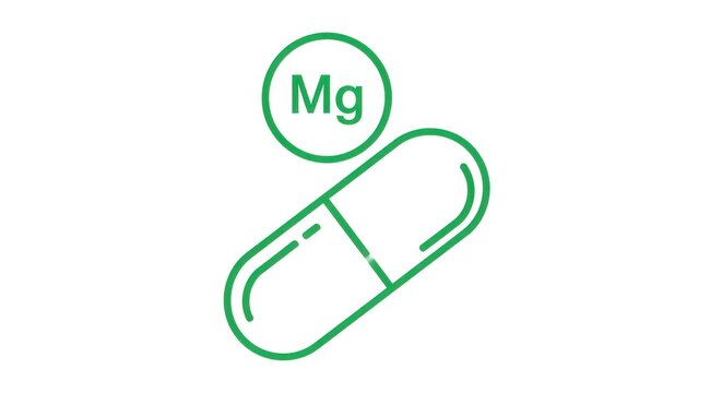 Green magnesium pill capsule icon