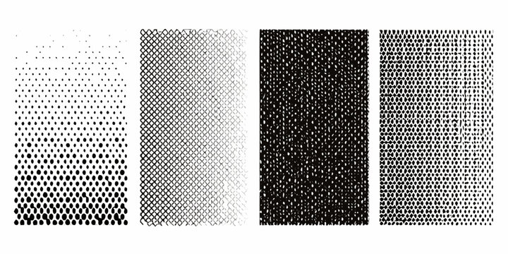 Noise grain textures four squares with varying dot density