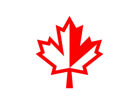 Red maple leaf vector icon isolated on white
