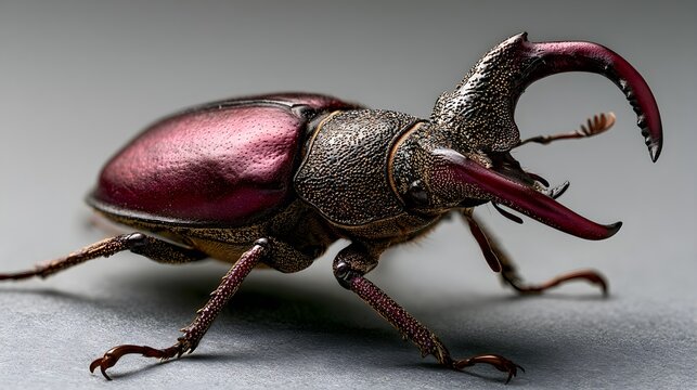 stag beetle macro concept with detailed insect close up and natural biodiversity photography realistic lighting commercial stock photography