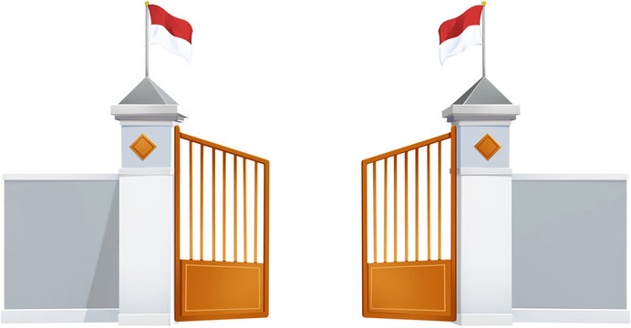 Independence Day School Entrance Gate Decoration Illustration