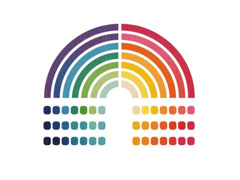 Rainbow color palette with matching swatches on transparent background