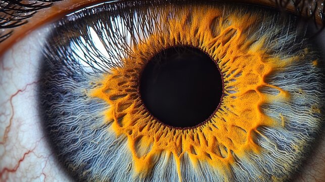 Iris texture mapping detailed muscle fiber patterns macro photography golden brown eye closeup professional artistic lighting composition