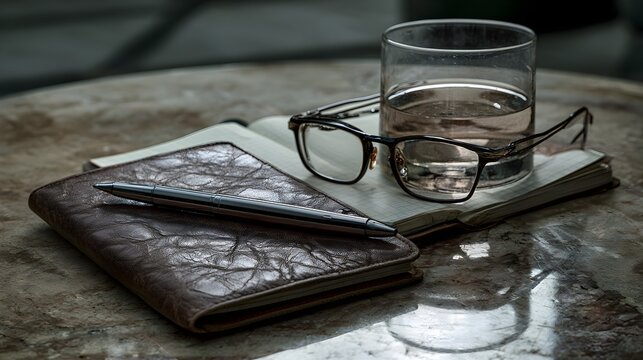 journal writing concept with notebook and personal reflection lifestyle creativity theme realistic lighting commercial stock photography