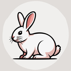 Fototapeta premium Cute white rabbit vector illustration featuring clean lines and minimal artistic style suitable for creative graphic design projects like logos icons or playful children book art